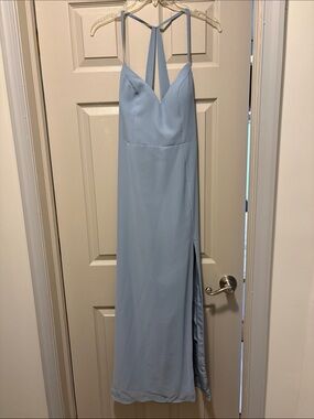 Azazie Manila Dusty Blue Maxi Dress with Slit